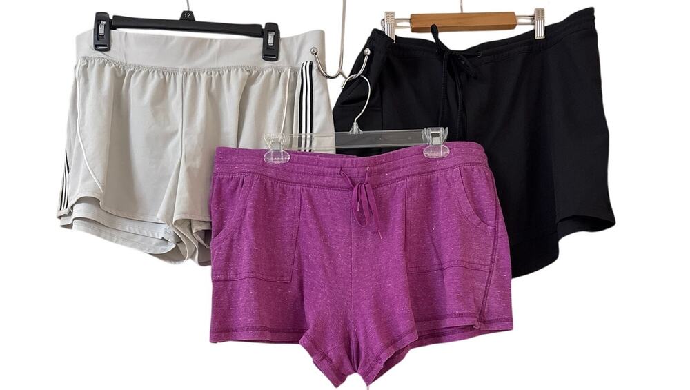 Lot of 3 XL Activewear Shorts Black Catalina, Gray Avia & Purple Athletic Works